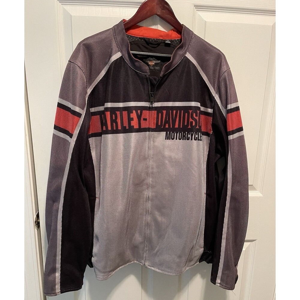 Harley-Davidson Mesh Motorcycle Jacket Full Zip w Zip Side Pockets Men 2XL